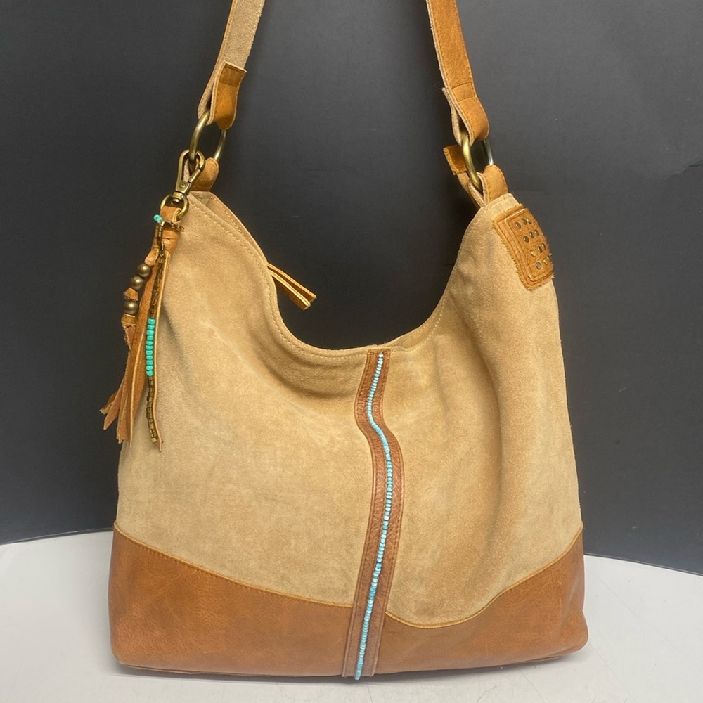 Anabaglish Tan Suede Shoulder Bag Purse